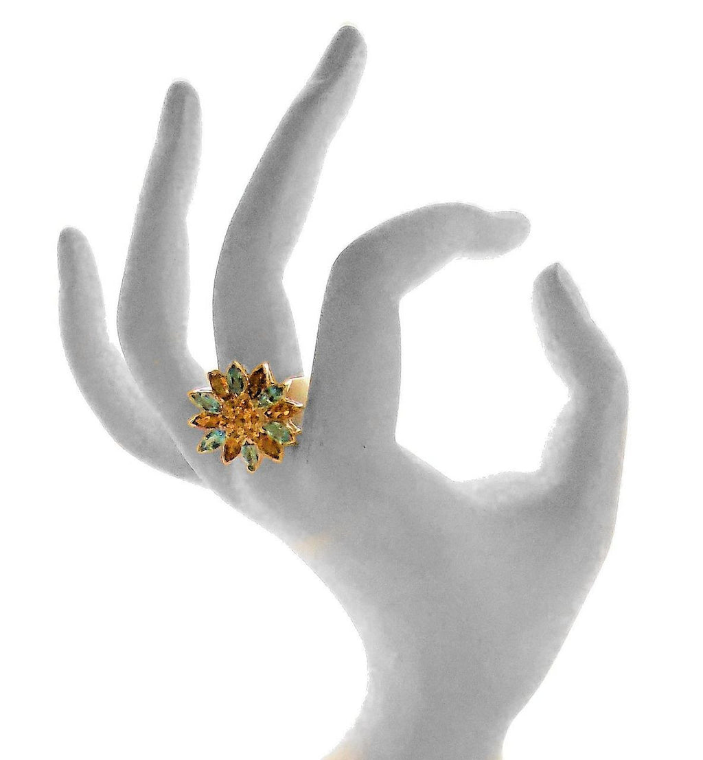 Colorful Daisy Ring-18K Gold with Semi-Precious Gemstones (Precious Gems Also Available)