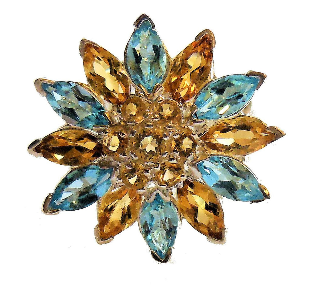 Colorful Daisy Ring-18K Gold with Semi-Precious Gemstones (Precious Gems Also Available)