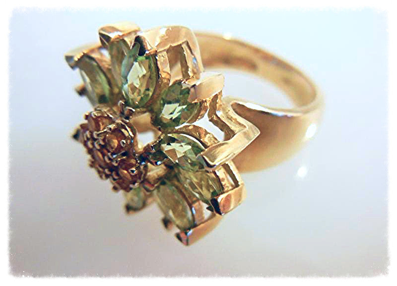 Colorful Daisy Ring-18K Gold with Semi-Precious Gemstones (Precious Gems Also Available)