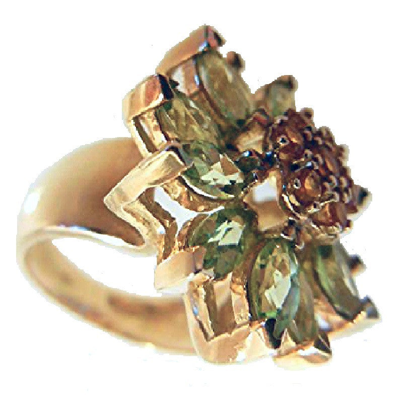 Colorful Daisy Ring-18K Gold with Semi-Precious Gemstones (Precious Gems Also Available)