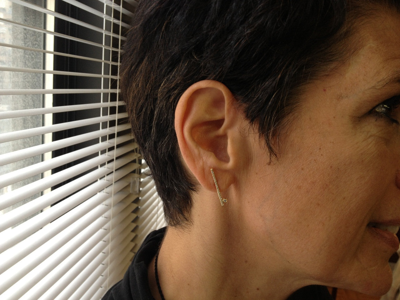 Dot & Line- Sterling Silver &  all diamonds, inspirational earrings