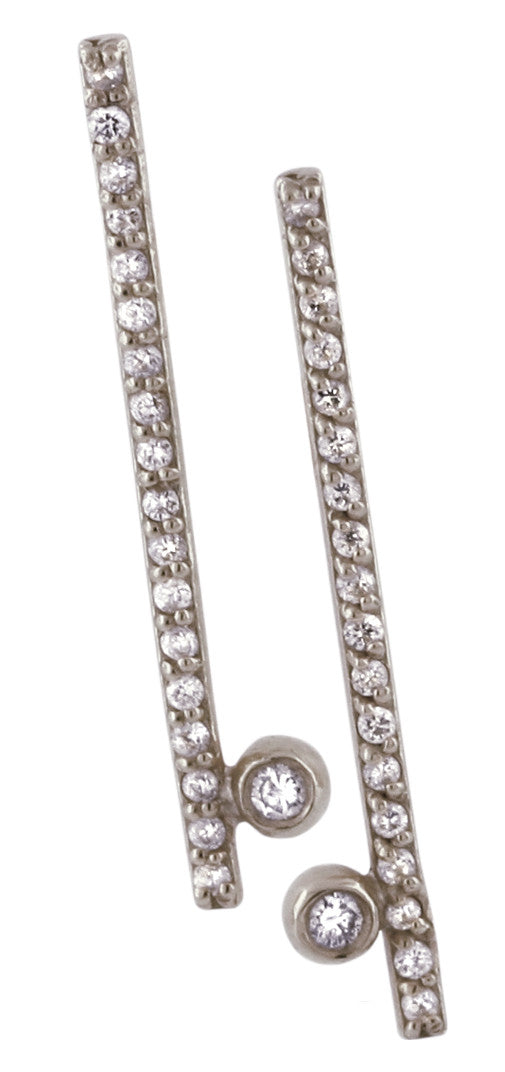 Dot & Line- Sterling Silver &  all diamonds, inspirational earrings