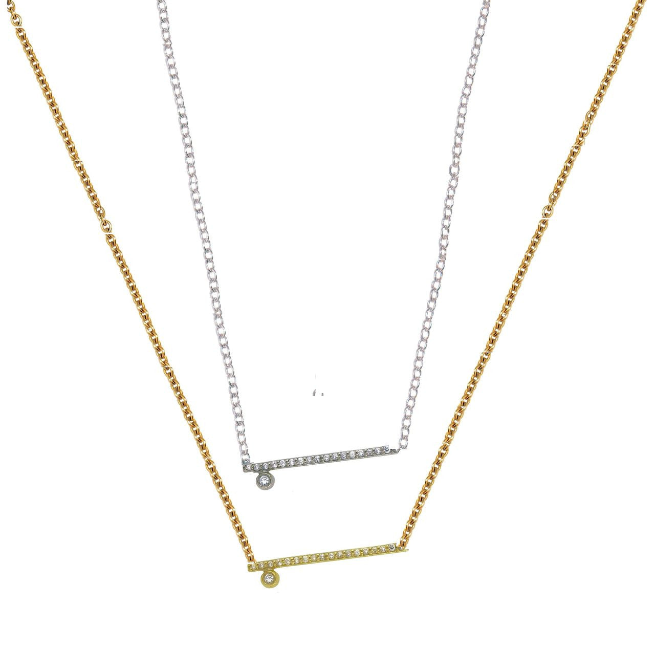 Dot & Line- 18K gold earrings with one diamond dot, and inspirational messages