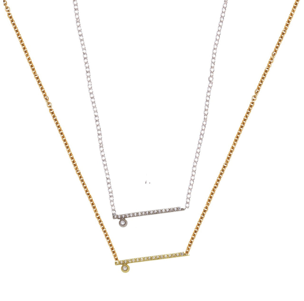Dot & Line Necklace: Sterling Silver and Diamonds
