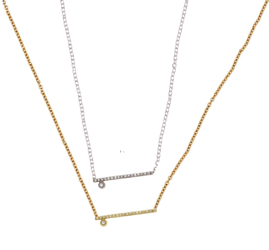 Dot & Line Necklace: Sterling Silver and Diamonds