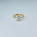 2 to 4 Carat Emerald Cut Pave Setting 14K Solid Gold Solitaire Diamond Engagement Ring