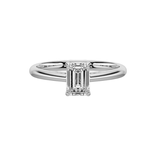 Emerald Cut Cathedral Setting Solitaire Diamond 14K Solid Gold Engagement Ring