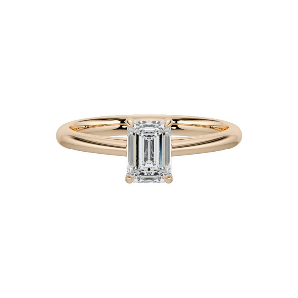 Emerald Cut Cathedral Setting Solitaire Diamond 14K Solid Gold Engagement Ring