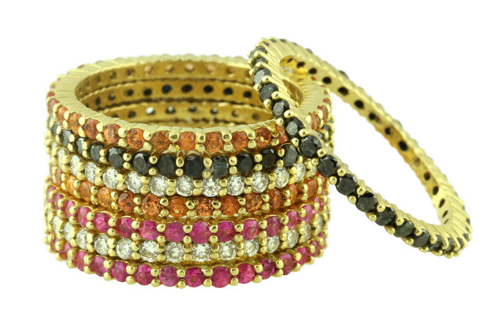 Stacking Rings-Eternity-Black or White Diamonds-18K