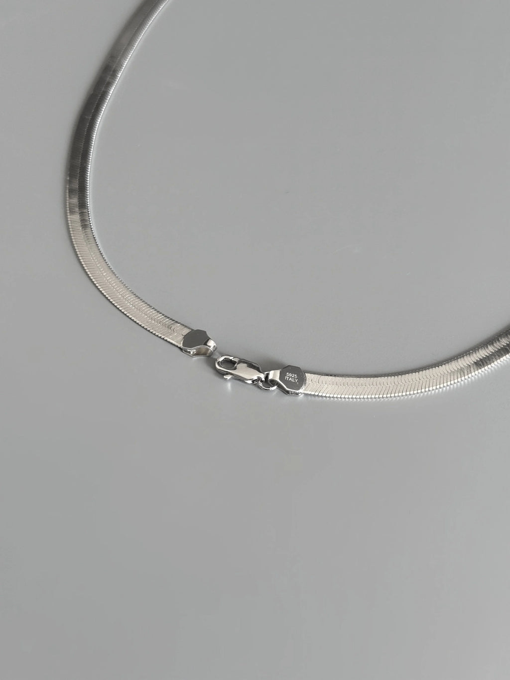 925 Sterling Silver Herringbone Handmade Choker  4.5 mm Flat Snake Chain Necklace