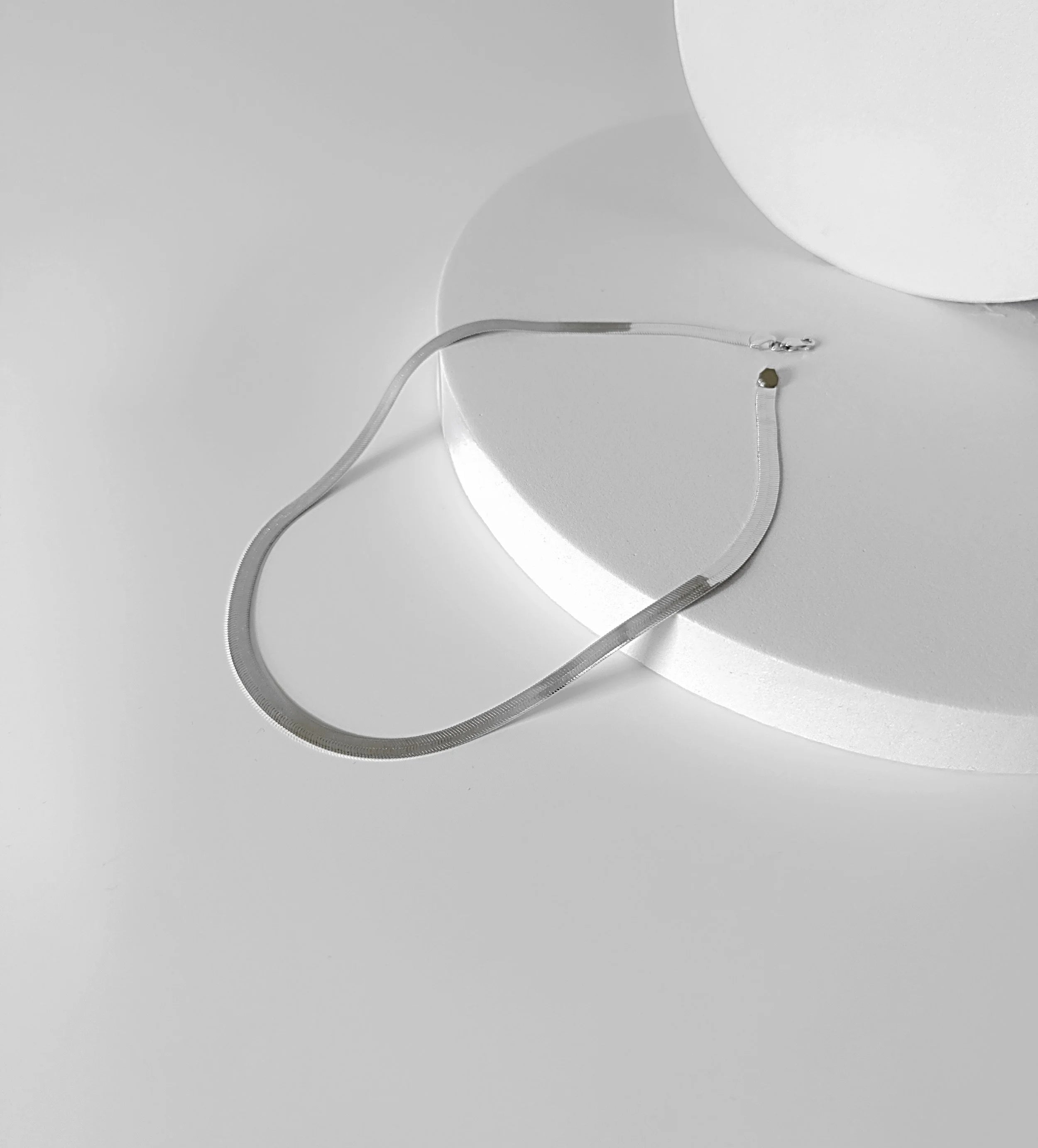 925 Sterling Silver Herringbone Handmade Choker  4.5 mm Flat Snake Chain Necklace