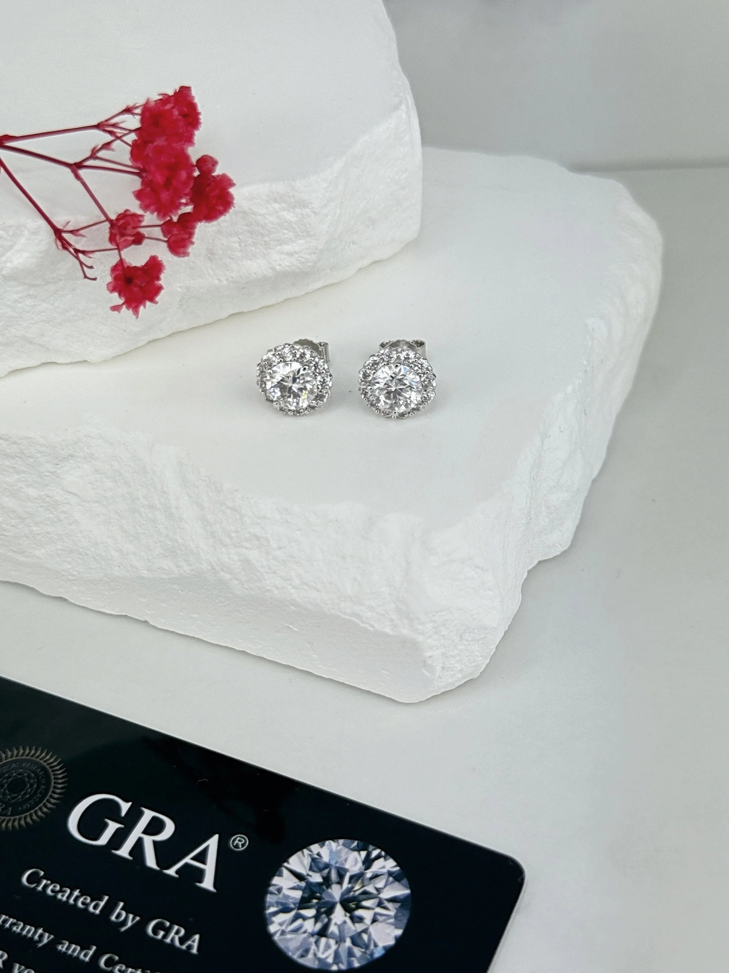 2 Carat Moissanite Diamond Stud Earrings – 925 Sterling Silver