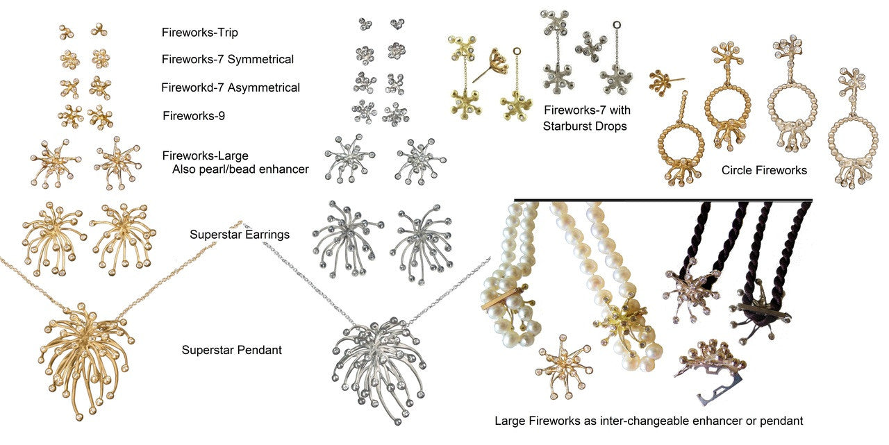 Fireworks-9 Earrings-18K Gold with Diamonds: Celebrate Life Inspirational Jewelry