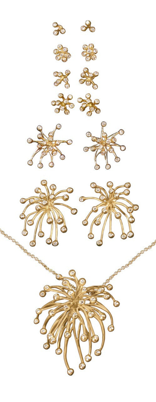 Fireworks-9 Earrings-18K Gold with Diamonds: Celebrate Life Inspirational Jewelry