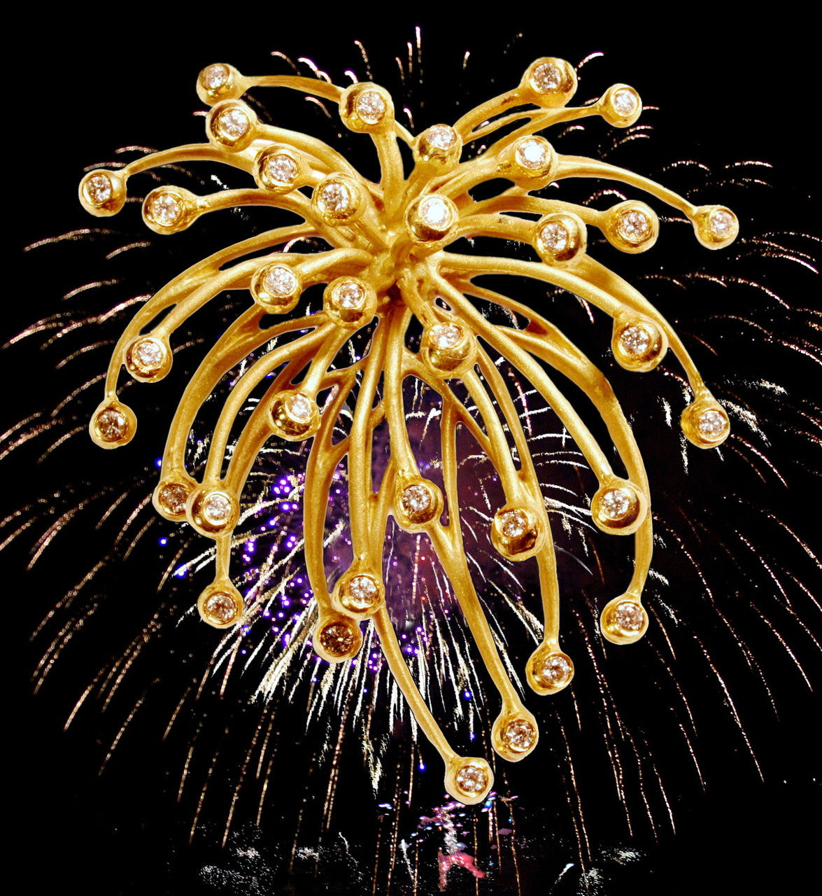 Superstar Necklace. Fireworks-14K gold with diamonds: Celebrate Life!