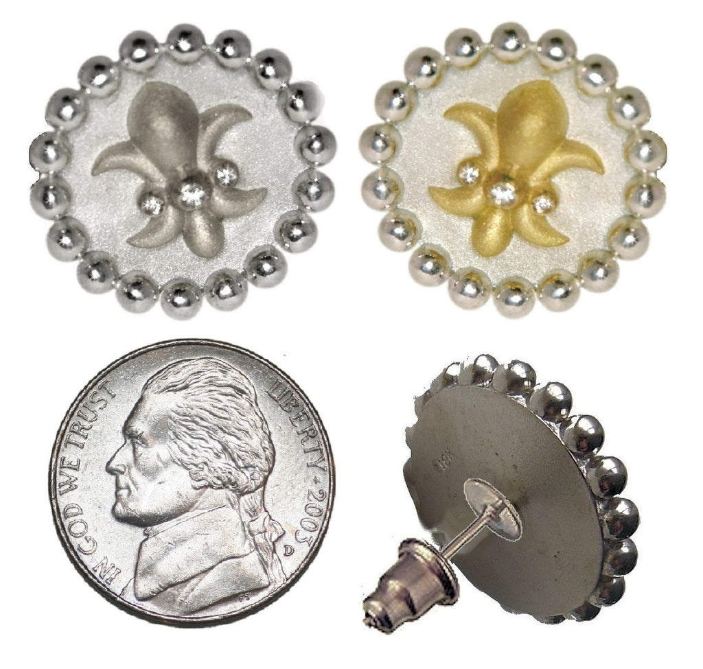 Fleur De Lis Tuxedo Shirt Studs: Diamonds in 18K Gold