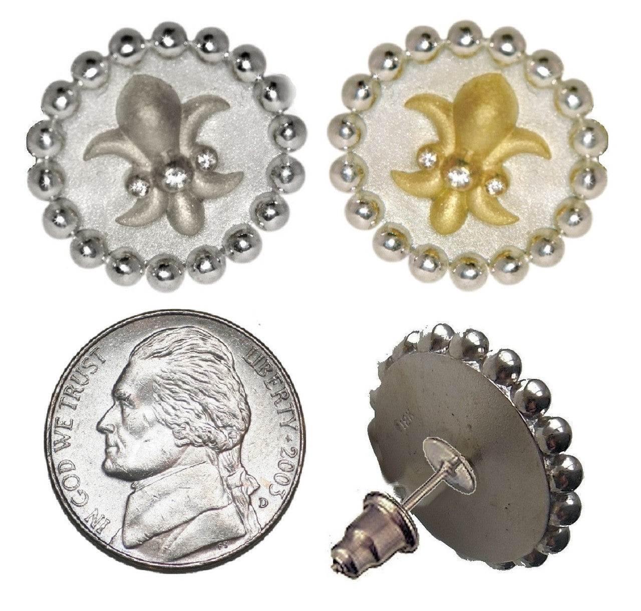 Fleur De Lis Tuxedo Shirt Studs: Diamonds in 18K Gold