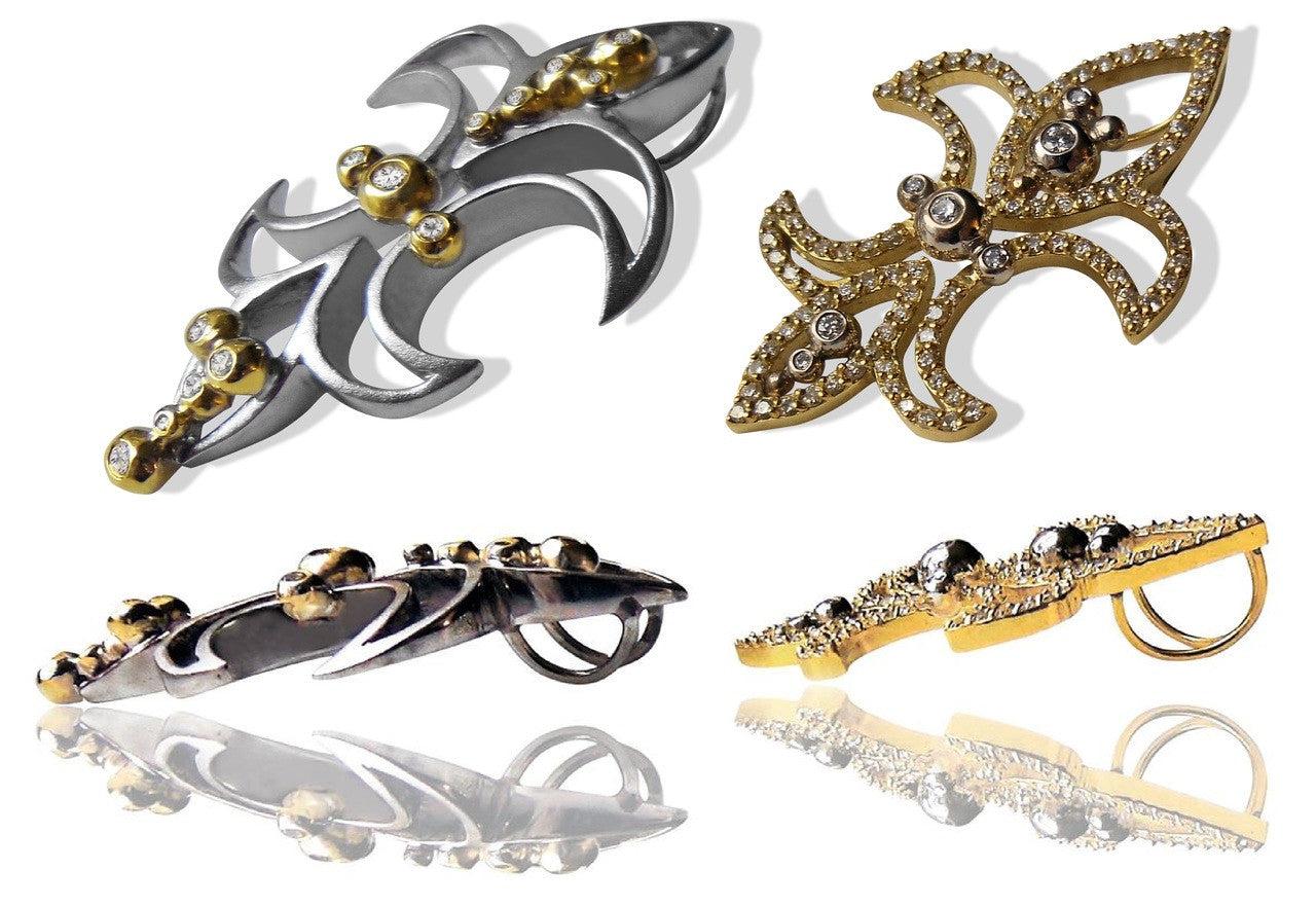 Fleur de Lis Pendant / Necklace, 18K Gold with diamonds.