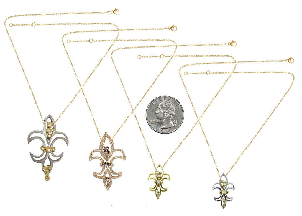 Fleur de Lis Pendant / Necklace, 18K Gold with diamonds.