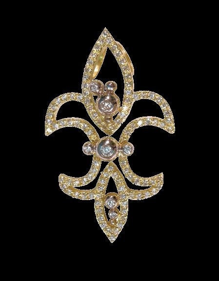 Fleur de Lis Pendant / Necklace, 18K Gold with diamonds.