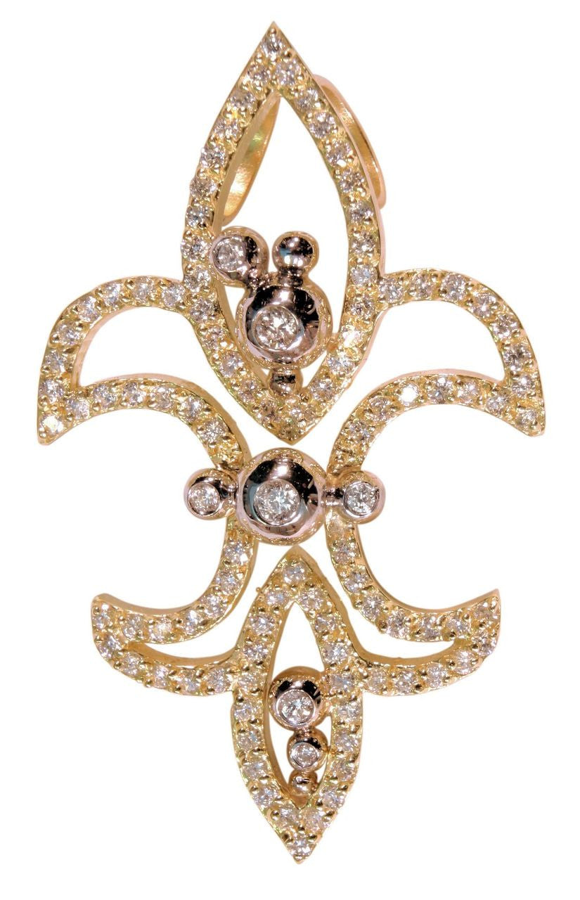 Fleur de Lis Pendant / Necklace, 18K Gold with diamonds.
