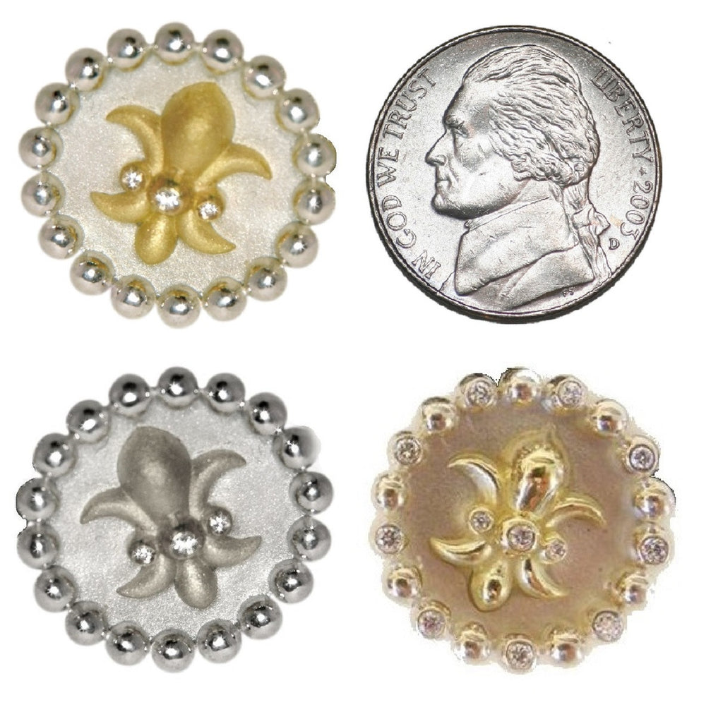 Fleur De Lis Tuxedo Shirt Studs: Diamonds in 18K Gold