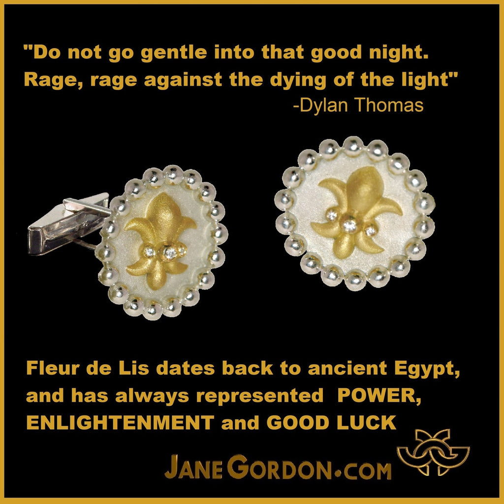 Fleur De Lis Tuxedo Shirt Studs: Diamonds in 18K Gold