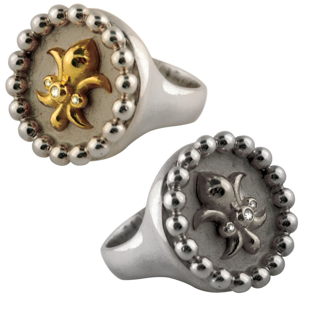 Fleur De Lis Tuxedo Shirt Studs: Diamonds in 18K Gold