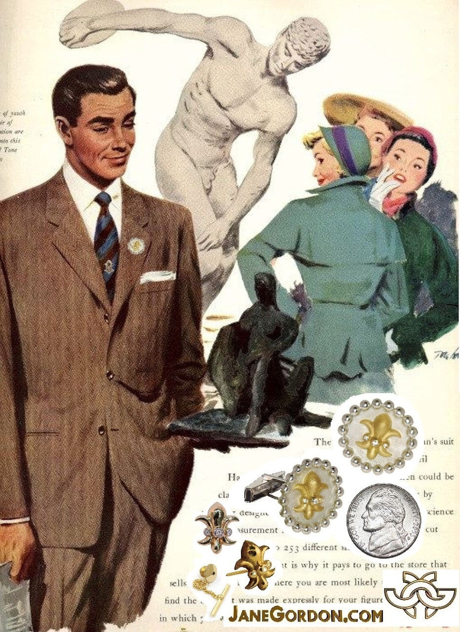 Fleur De Lis Tuxedo Shirt Studs: Diamonds in 18K Gold