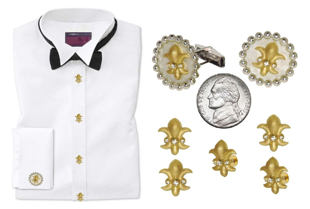 Fleur De Lis Tuxedo Shirt Studs: Diamonds in 18K Gold