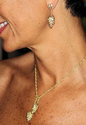 Grapes Drop Earrings with Interchangeable Studs- 2 parts-14K Gold