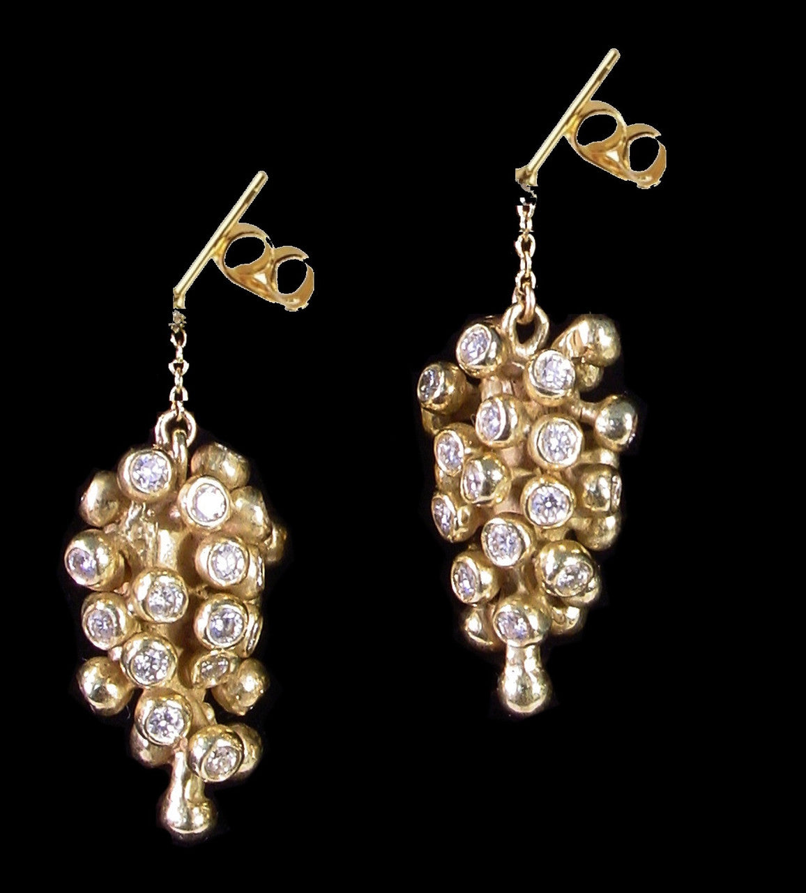 Grapes Drop Earrings-18K Gold and Diamonds