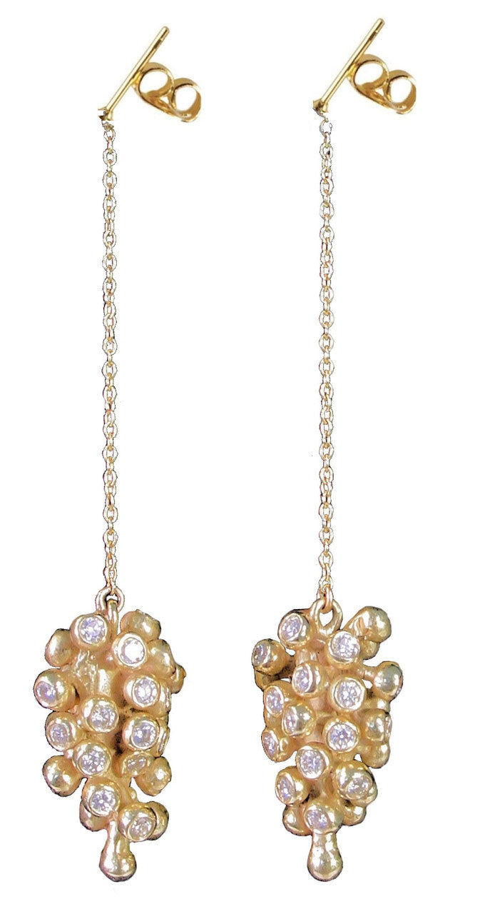 Grapes Drop Earrings-18K Gold and Diamonds