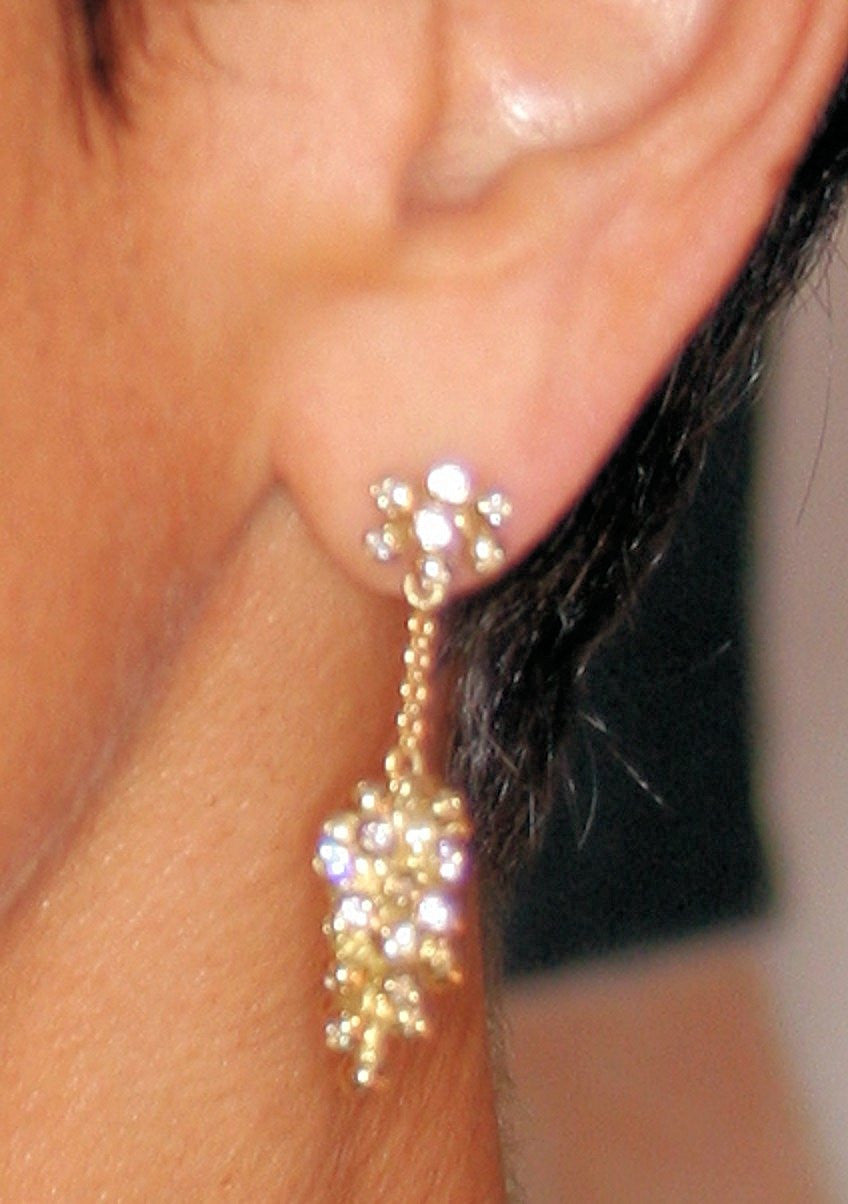 Grapes Drop Earrings with Interchangeable Studs- 2 parts-14K Gold