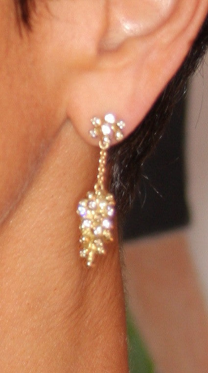 Grapes Drop Earrings- 2 parts-Detachable Stud. 18K Gold with diamonds
