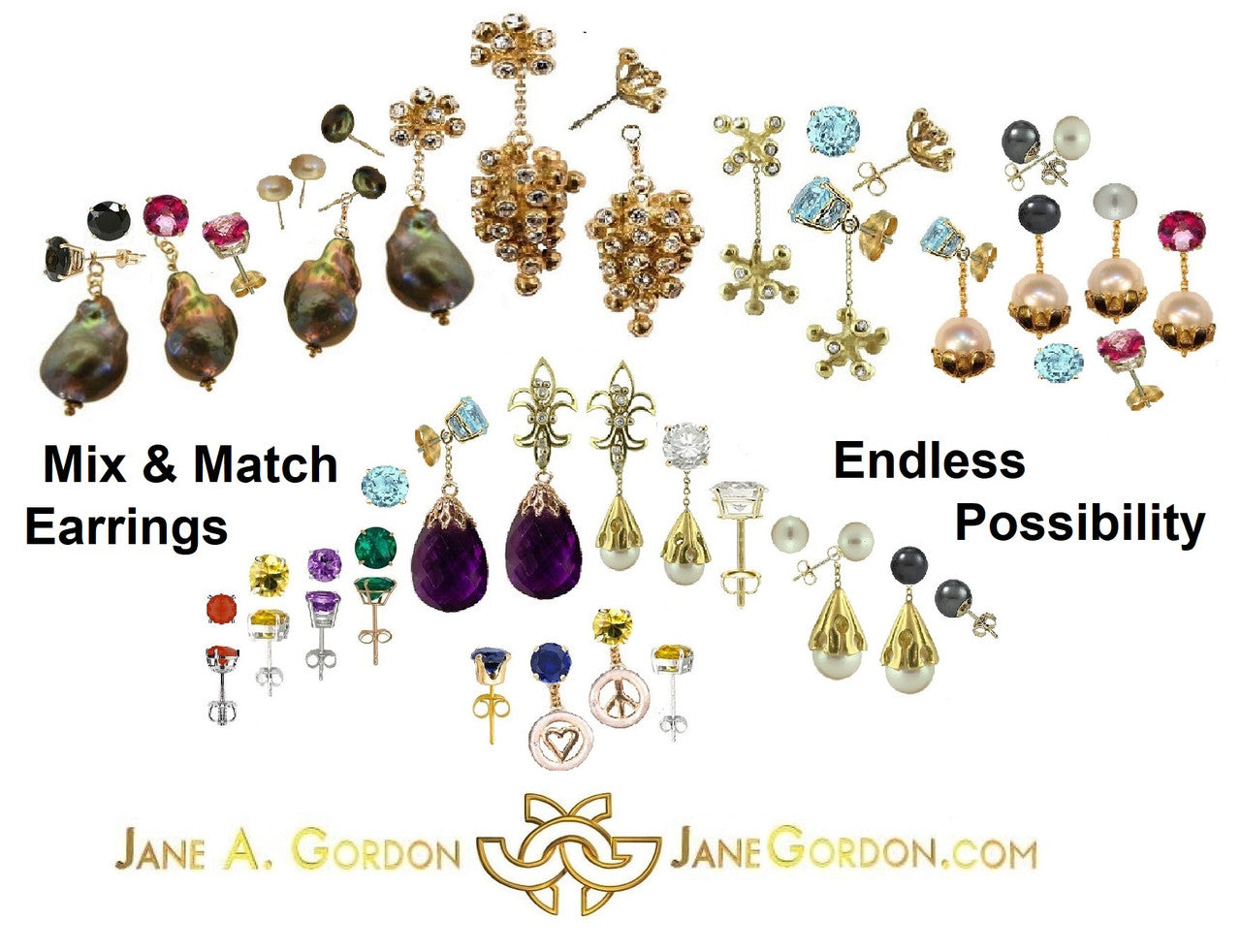 Grapes Drop Earrings- 2 parts-Detachable Stud. 18K Gold with diamonds