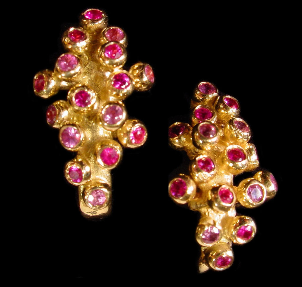 Grapes Huggie Earrings-14K Gold with Diamonds