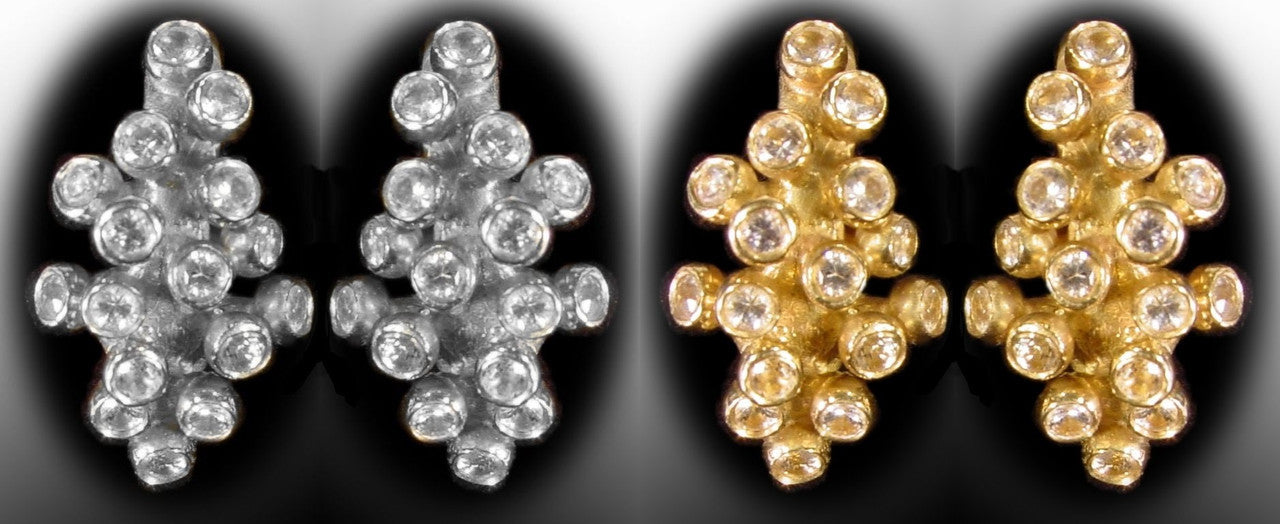 Grapes Huggie Earrings-14K Gold with Diamonds