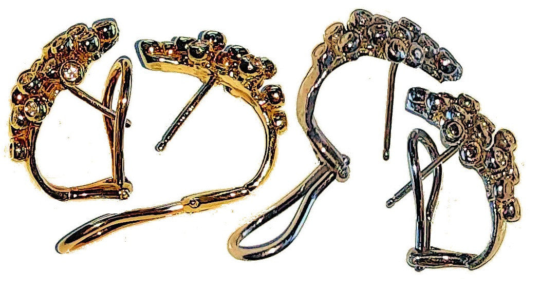 Grapes Huggie Earrings-14K Gold with Diamonds