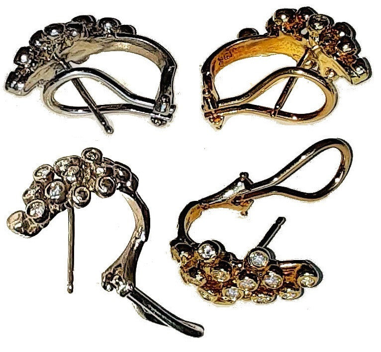 Grapes Huggie Earrings-14K Gold with Diamonds