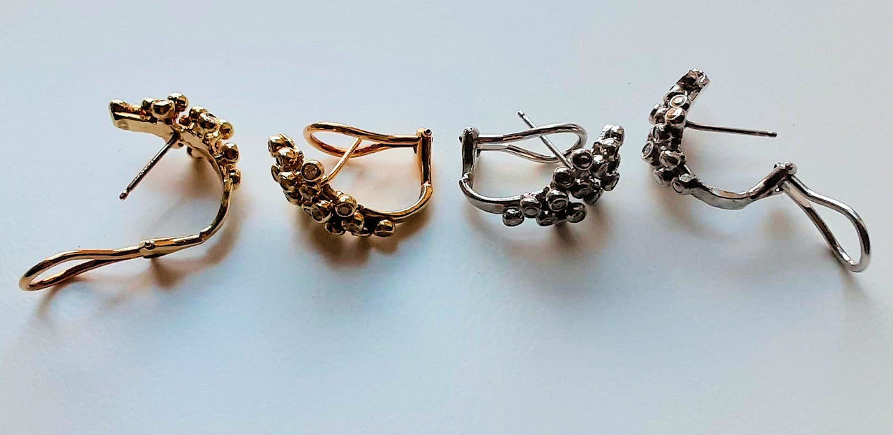 Grapes Huggie Earrings-14K Gold with Diamonds