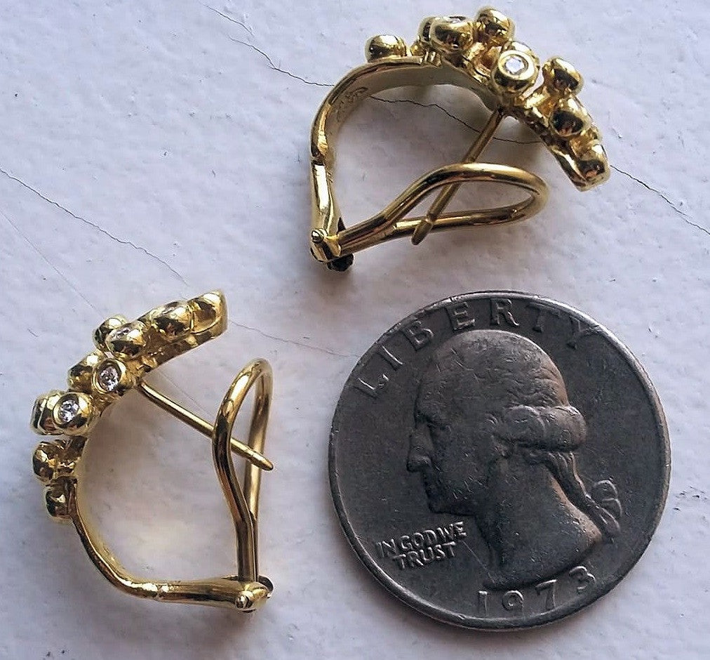 Grapes Huggie Earrings-14K Gold with Diamonds