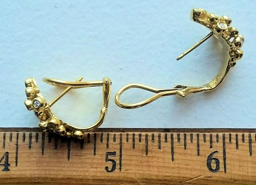 Grapes Huggie Earrings-14K Gold with Diamonds