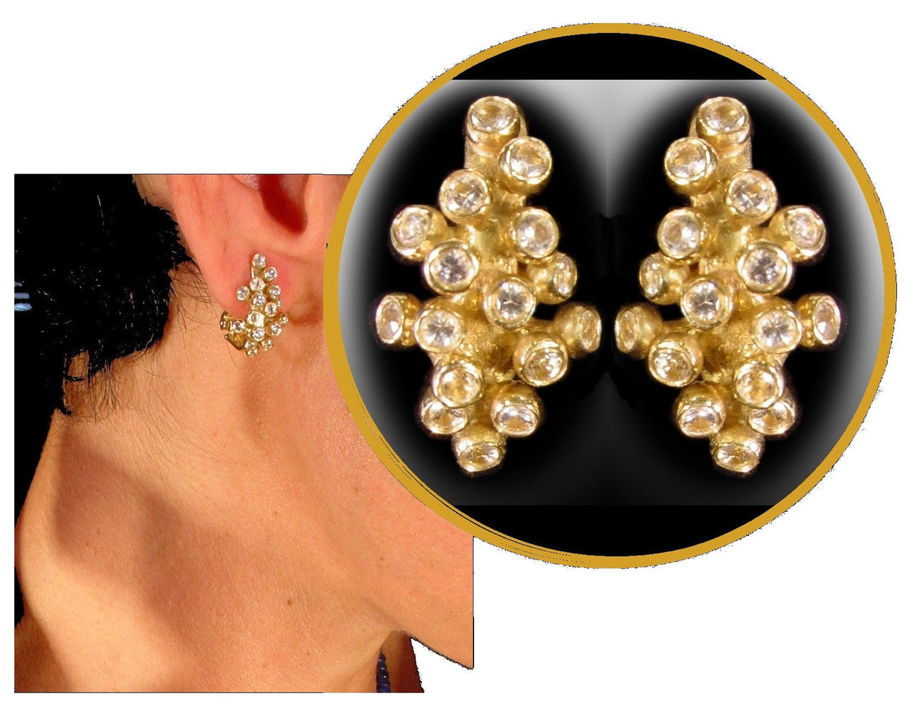 Grapes Huggie Earrings-14K Gold with Diamonds