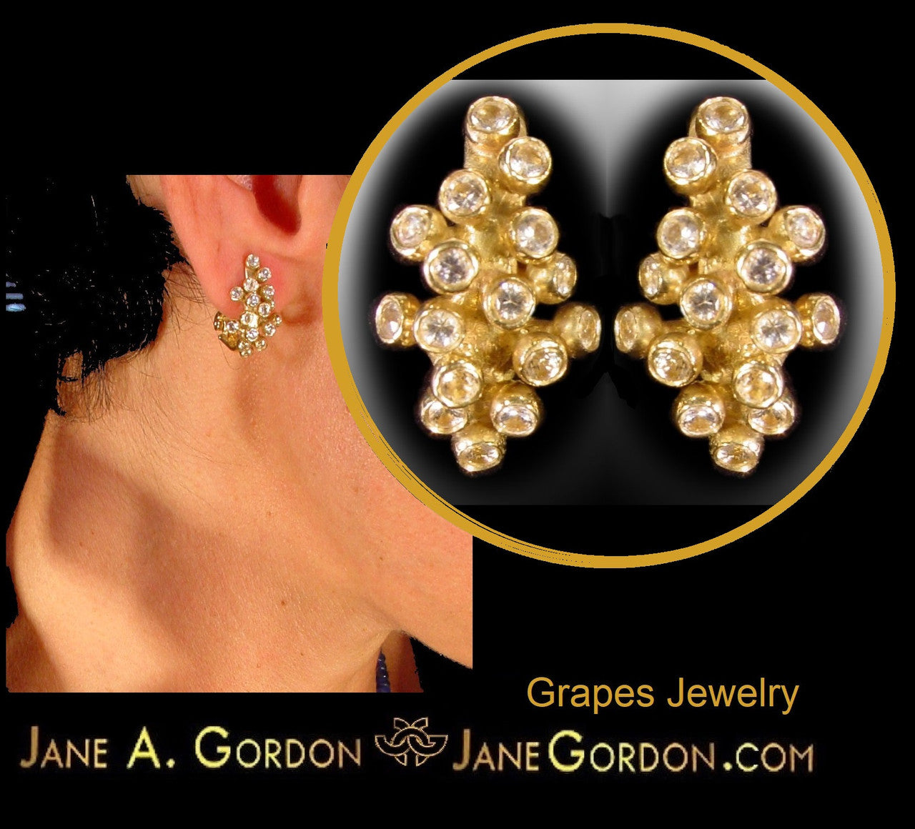 Grapes Huggie Earrings-14K Gold with Diamonds