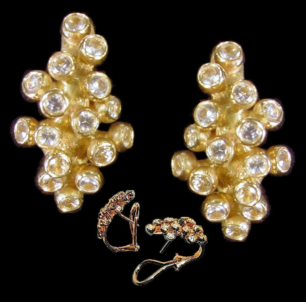 Grapes Huggie Earrings-14K Gold with Diamonds