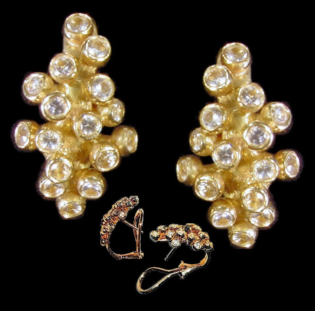 Grapes Huggie Earrings-14K Gold with Diamonds