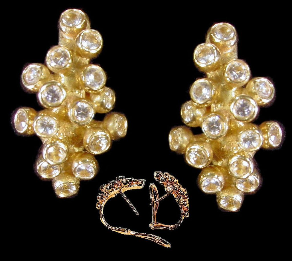 Grapes Huggie Earrings-14K Gold with Diamonds