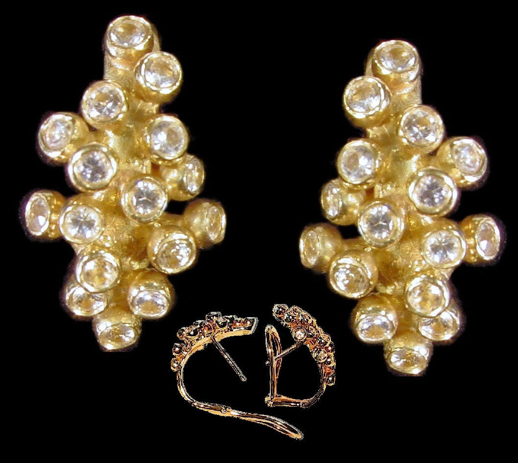 Grapes Huggie Earrings-14K Gold with Diamonds