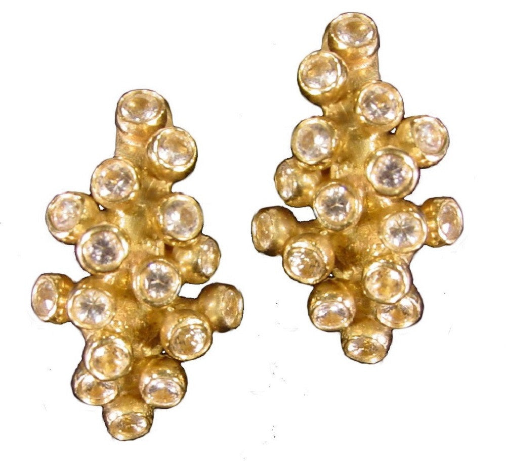 Grapes Huggie Earrings-14K Gold with Diamonds